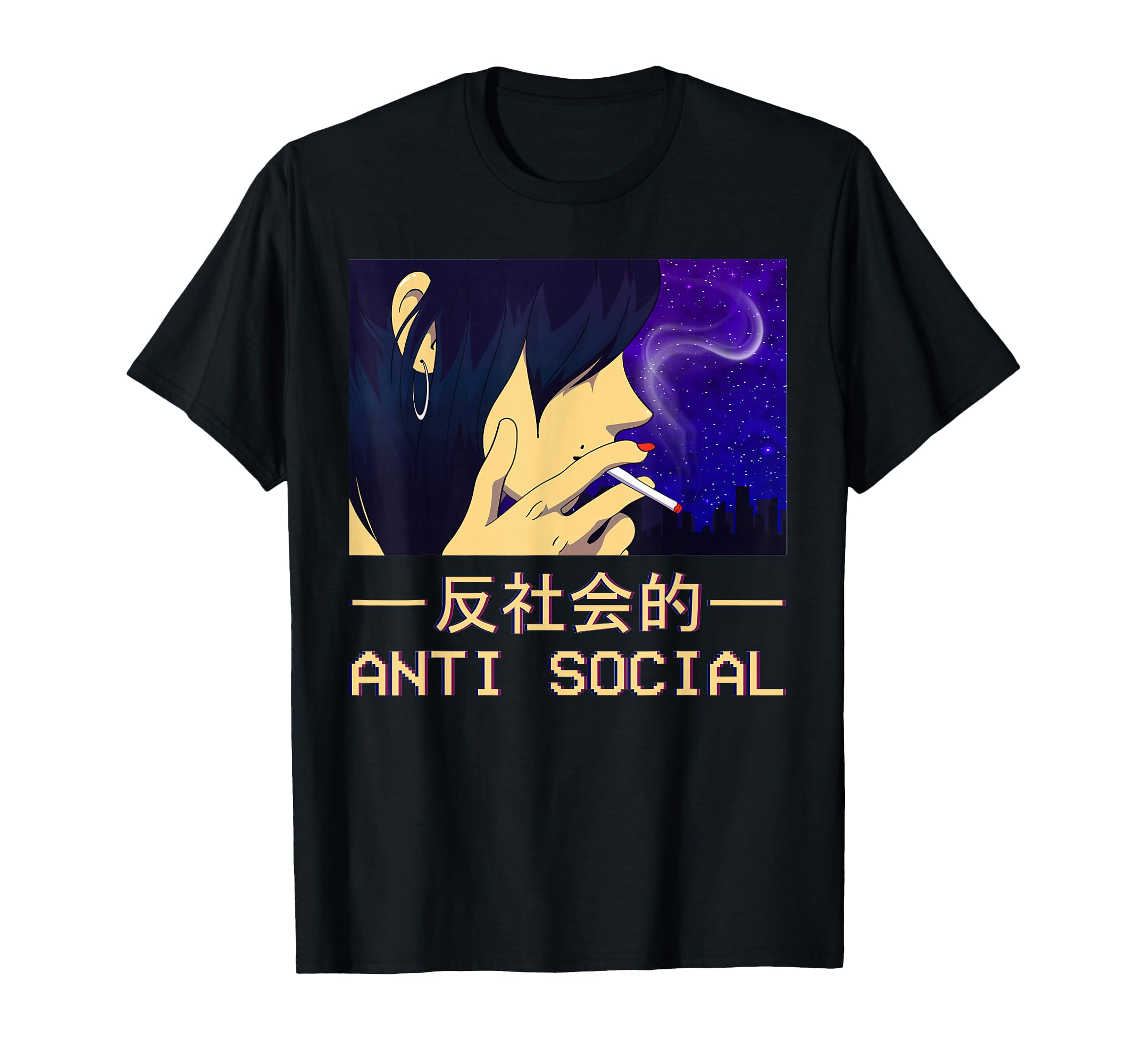 Antisocial Anime Sad Japannese Vaporwave T-Shirt - Streetwear Style Unisex - T-Shirt, Sweatshirt, Hoodie