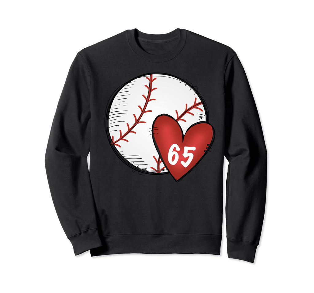 Womens Custom Baseball Mom Number 65 Sweatshirt - Trendy Graphic Unisex - T-Shirt, Sweatshirt, Hoodie