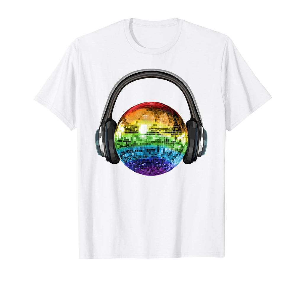 Headphones Rainbow Disco Ball T-Shirt - Trendy Graphic for Adults - T-Shirt, Sweatshirt, Hoodie