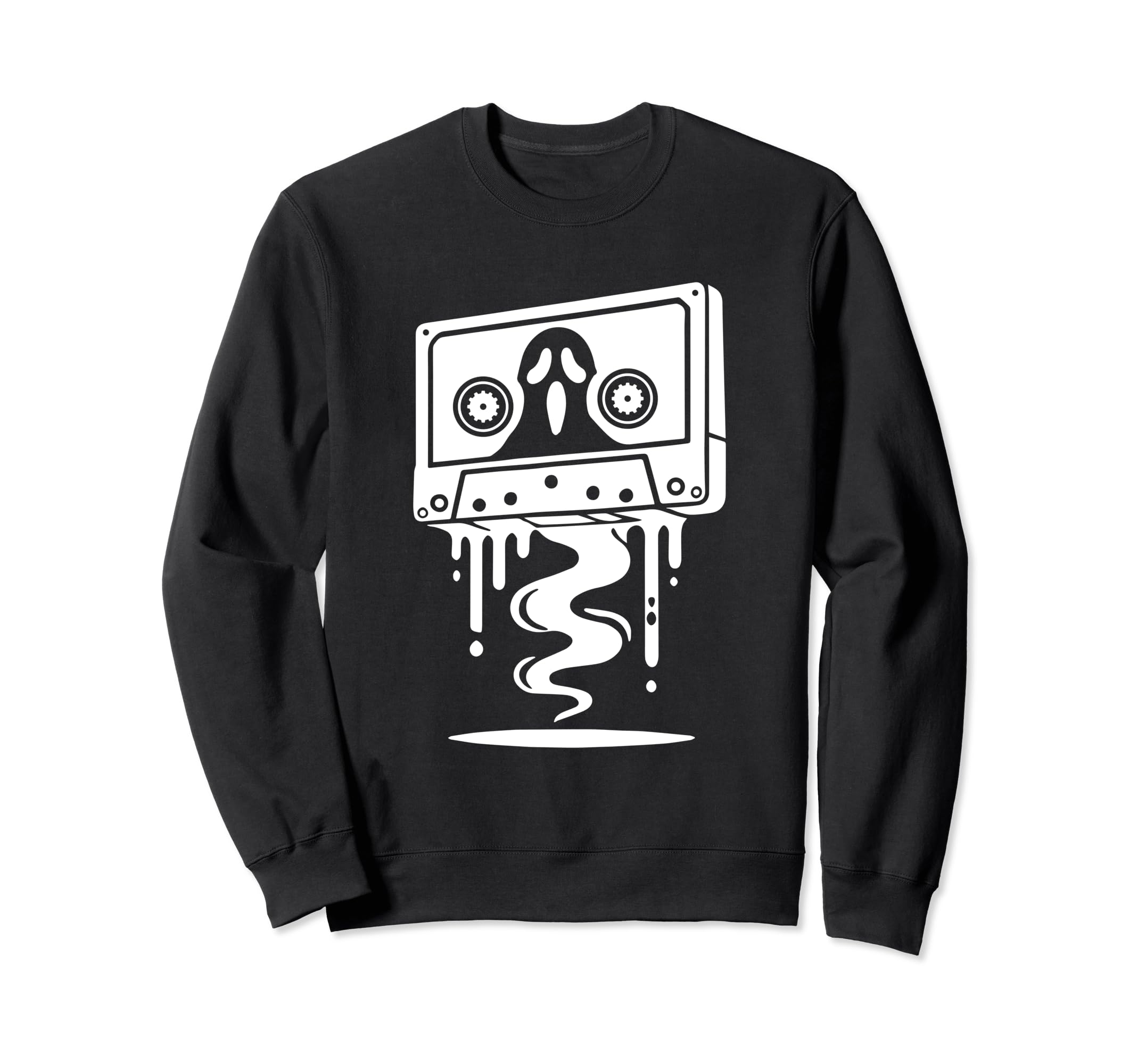 Ghost Cassette Tape Melting Spooky Sweatshirt - Minimalist Print Unisex - T-Shirt, Sweatshirt, Hoodie