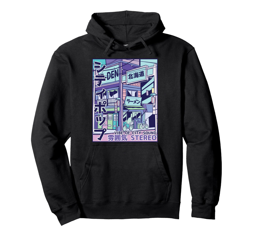 Urban Building Japanese Characters Hoodie - Aesthetic Graphic Unisex - T-Shirt, Sweatshirt, Hoodie