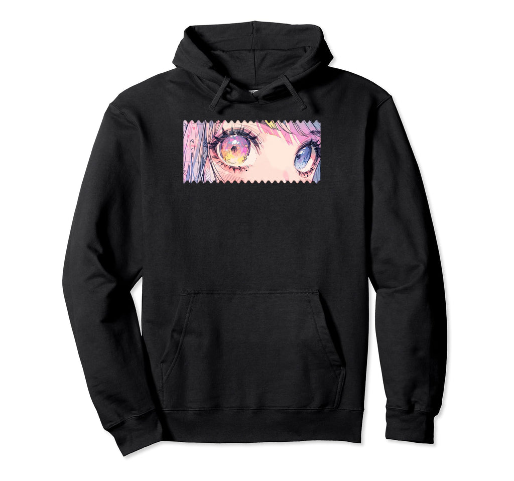 Kawaii Anime Eyes Y2K 90S Pastel Hoodie - Aesthetic Graphic for Adults - T-Shirt, Sweatshirt, Hoodie