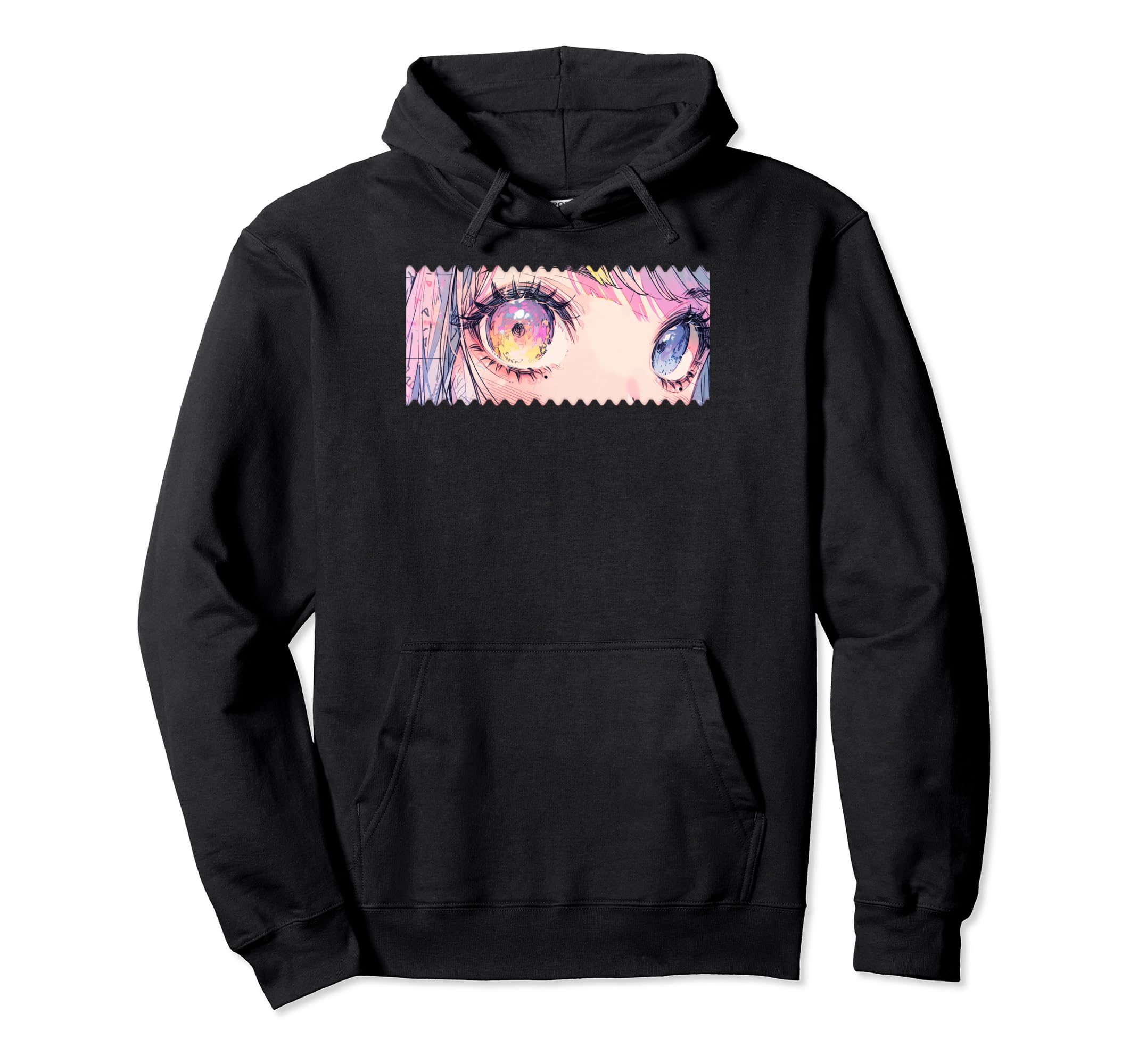Kawaii Anime Eyes Y2K 90S Pastel Hoodie - Aesthetic Graphic for Adults - T-Shirt, Sweatshirt, Hoodie
