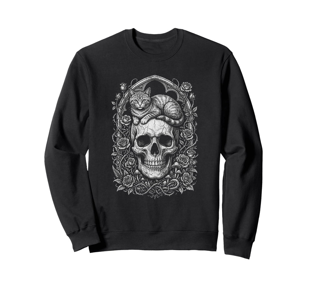 Skull Cat Skeleton Kitty Kitten Sweatshirt - Novelty Apparel Men Women - T-Shirt, Sweatshirt, Hoodie