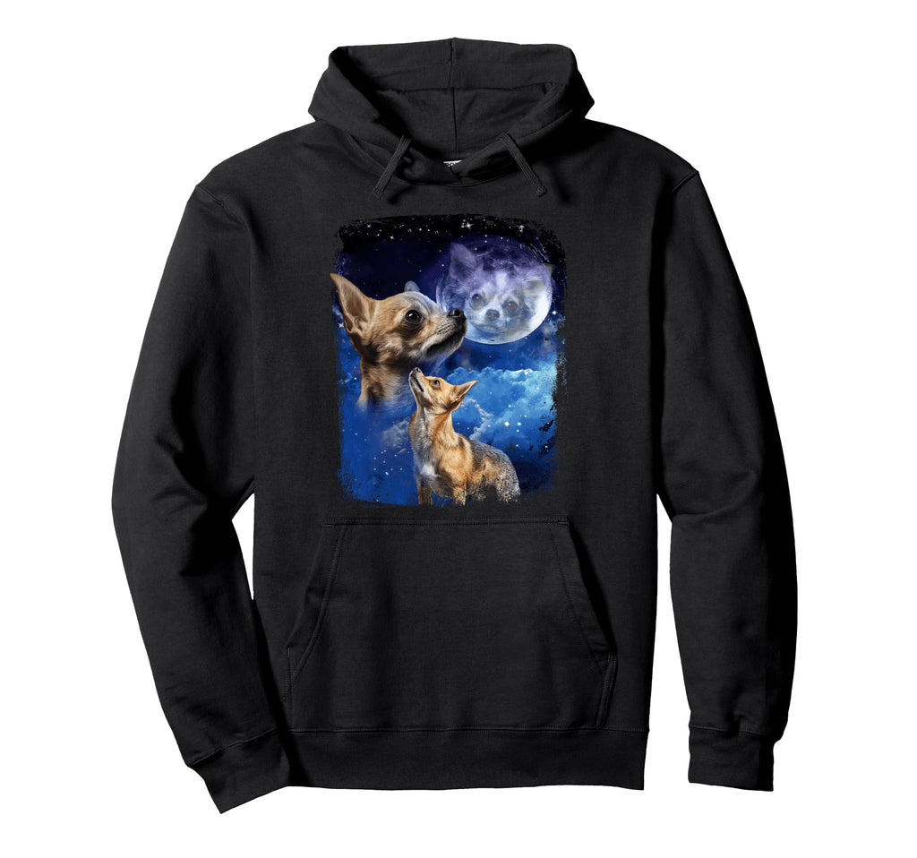Chihuahua Howling Moon 90S 3 Dog Meme Hoodie - Streetwear Style Men Women - T-Shirt, Sweatshirt, Hoodie