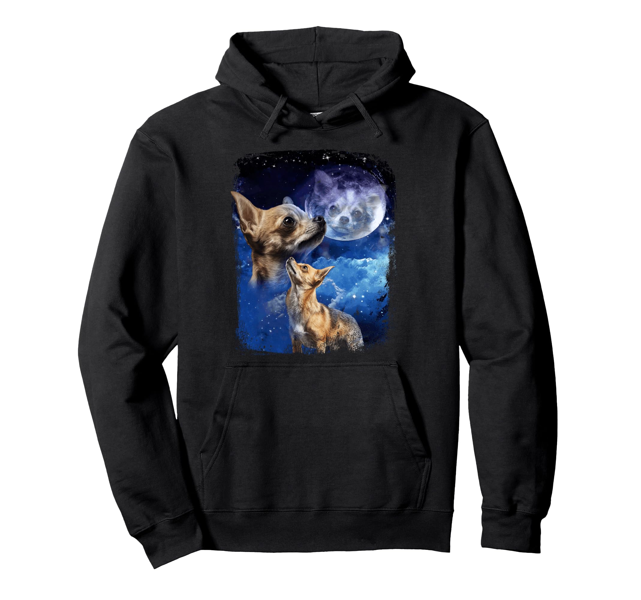 Chihuahua Howling Moon 90S 3 Dog Meme Hoodie - Streetwear Style Men Women - T-Shirt, Sweatshirt, Hoodie