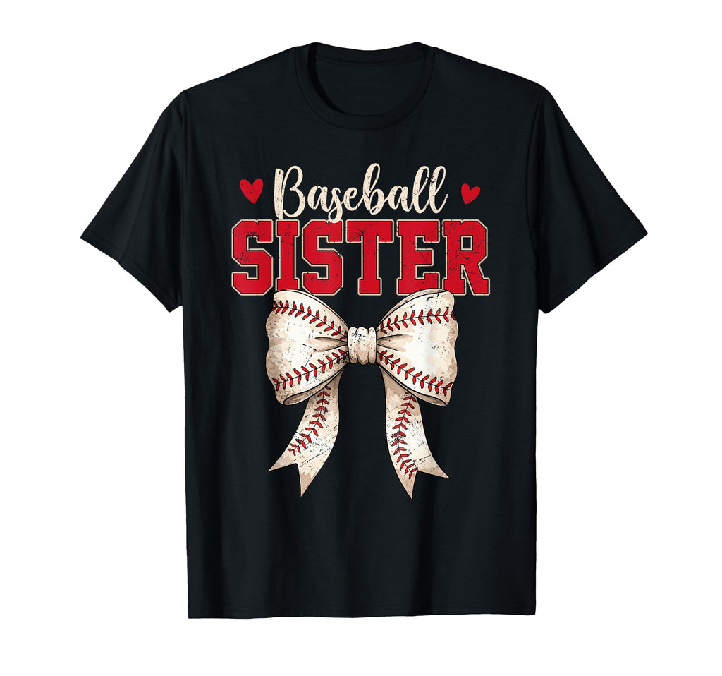 Baseball Sister Coquette Bow Game T-Shirt - Minimalist Print for Adults - T-Shirt, Sweatshirt, Hoodie