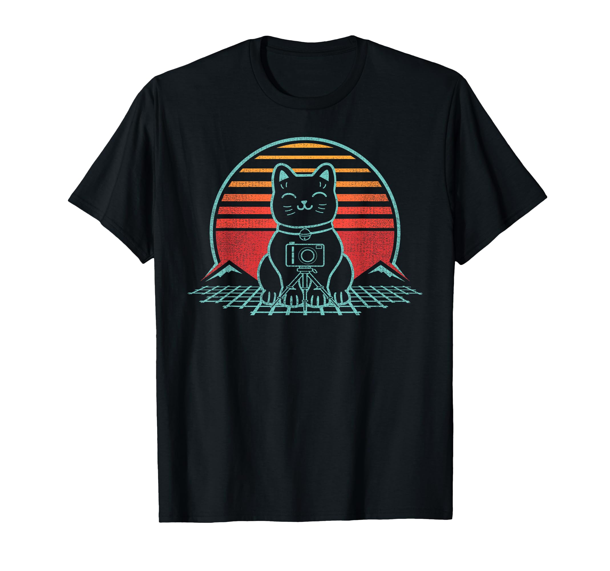 Cat Photographer Camera Photography 80S T-Shirt - Aesthetic Graphic Unisex - T-Shirt, Sweatshirt, Hoodie