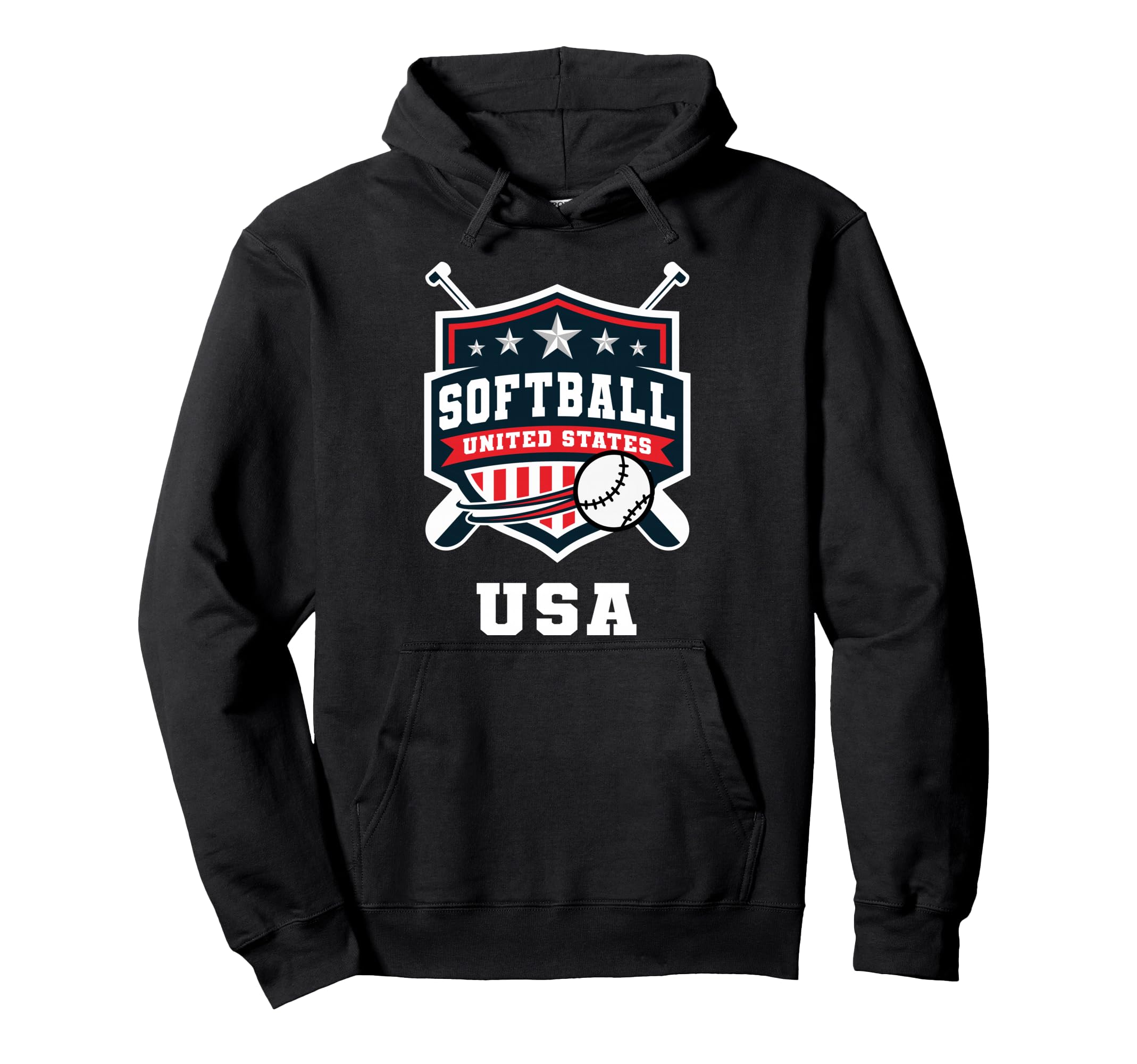 Softball Usa Support Team Usa Flag Hoodie - Novelty Apparel Men Women - T-Shirt, Sweatshirt, Hoodie