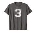 Number 3 Three Varsity Distressed T-Shirt - Novelty Apparel for Adults - T-Shirt, Sweatshirt, Hoodie