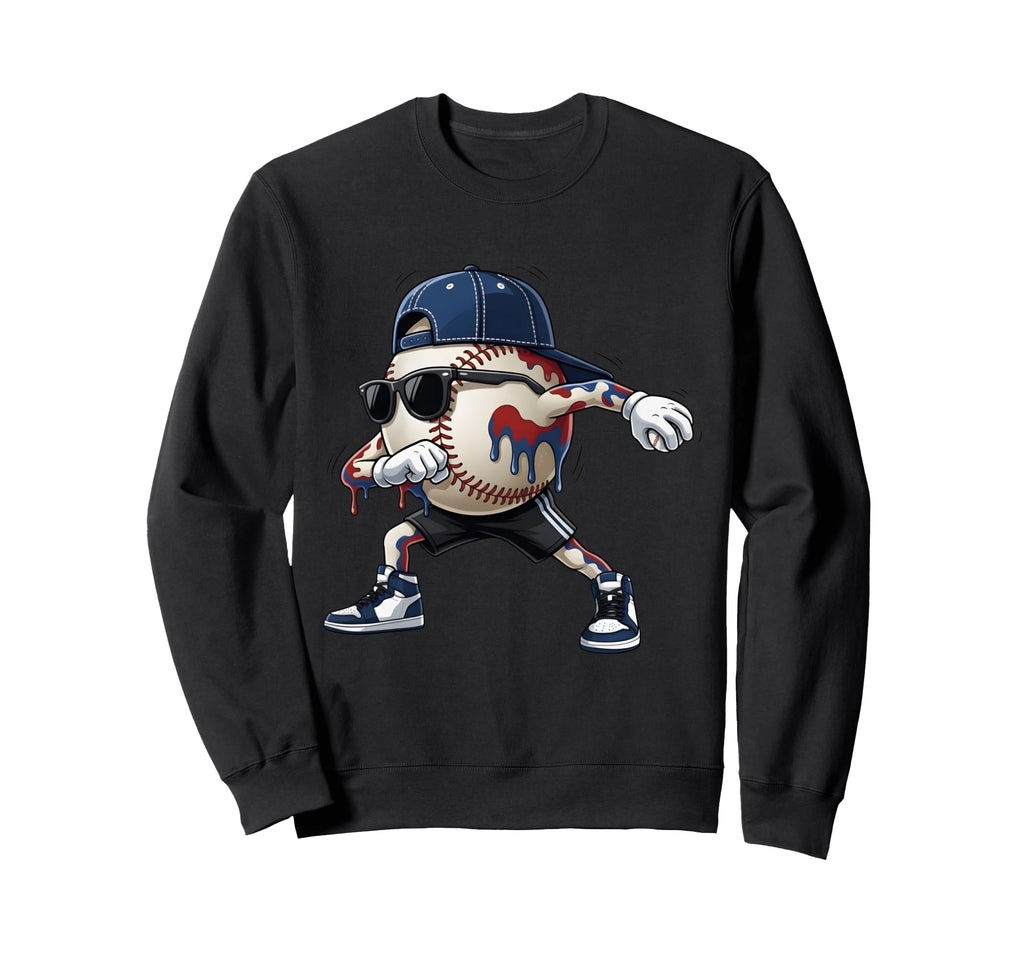Dabbing Baseball Sunglasses Cap Player Sweatshirt - Custom Art Print Unisex - T-Shirt, Sweatshirt, Hoodie