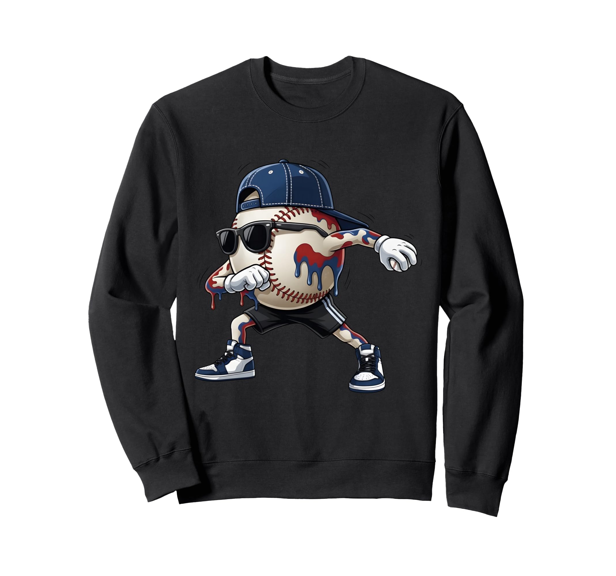 Dabbing Baseball Sunglasses Cap Player Sweatshirt - Custom Art Print Unisex - T-Shirt, Sweatshirt, Hoodie