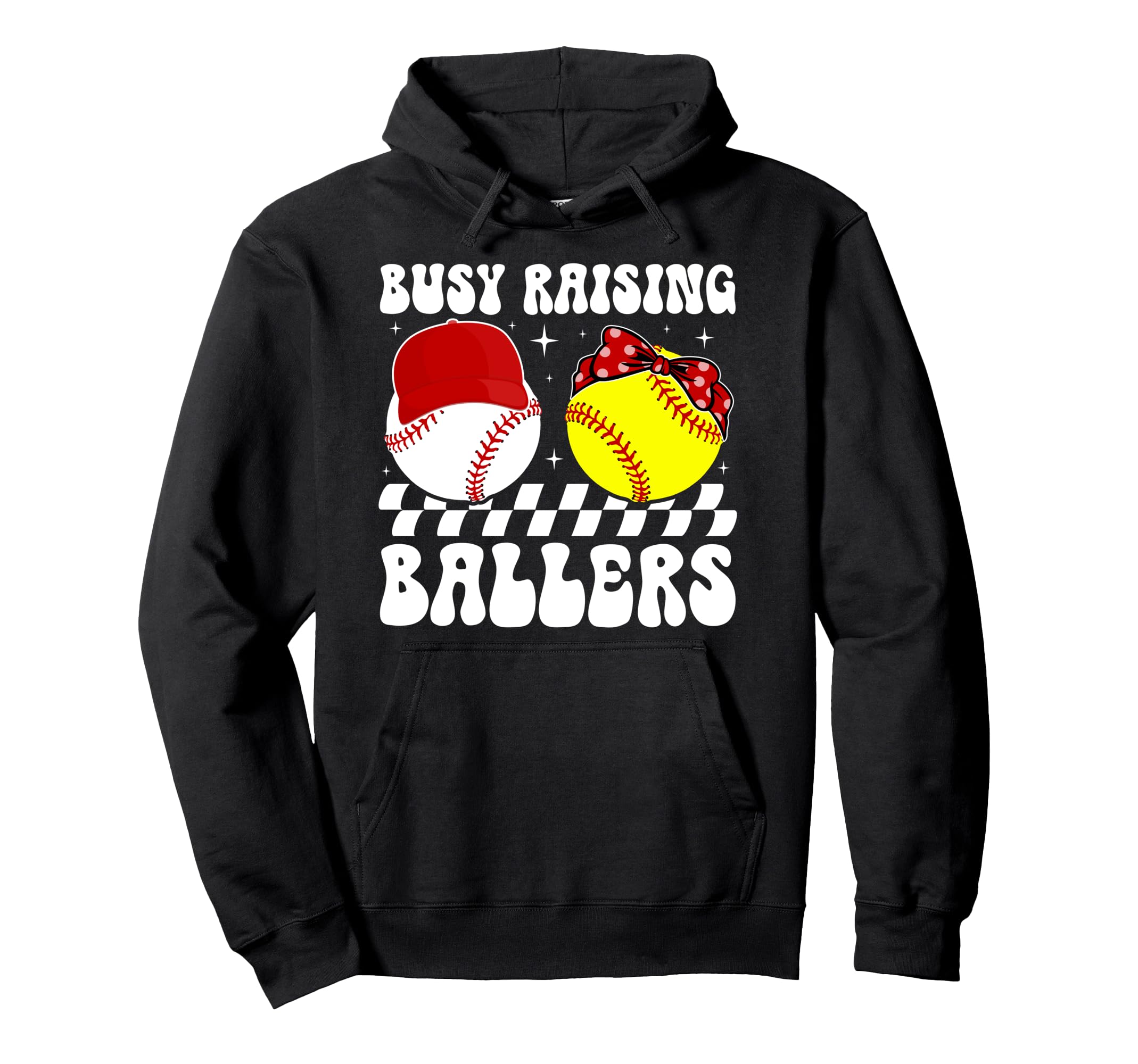 Busy Raising Ballers Baseball Softball Hoodie - Trendy Graphic for Adults - T-Shirt, Sweatshirt, Hoodie