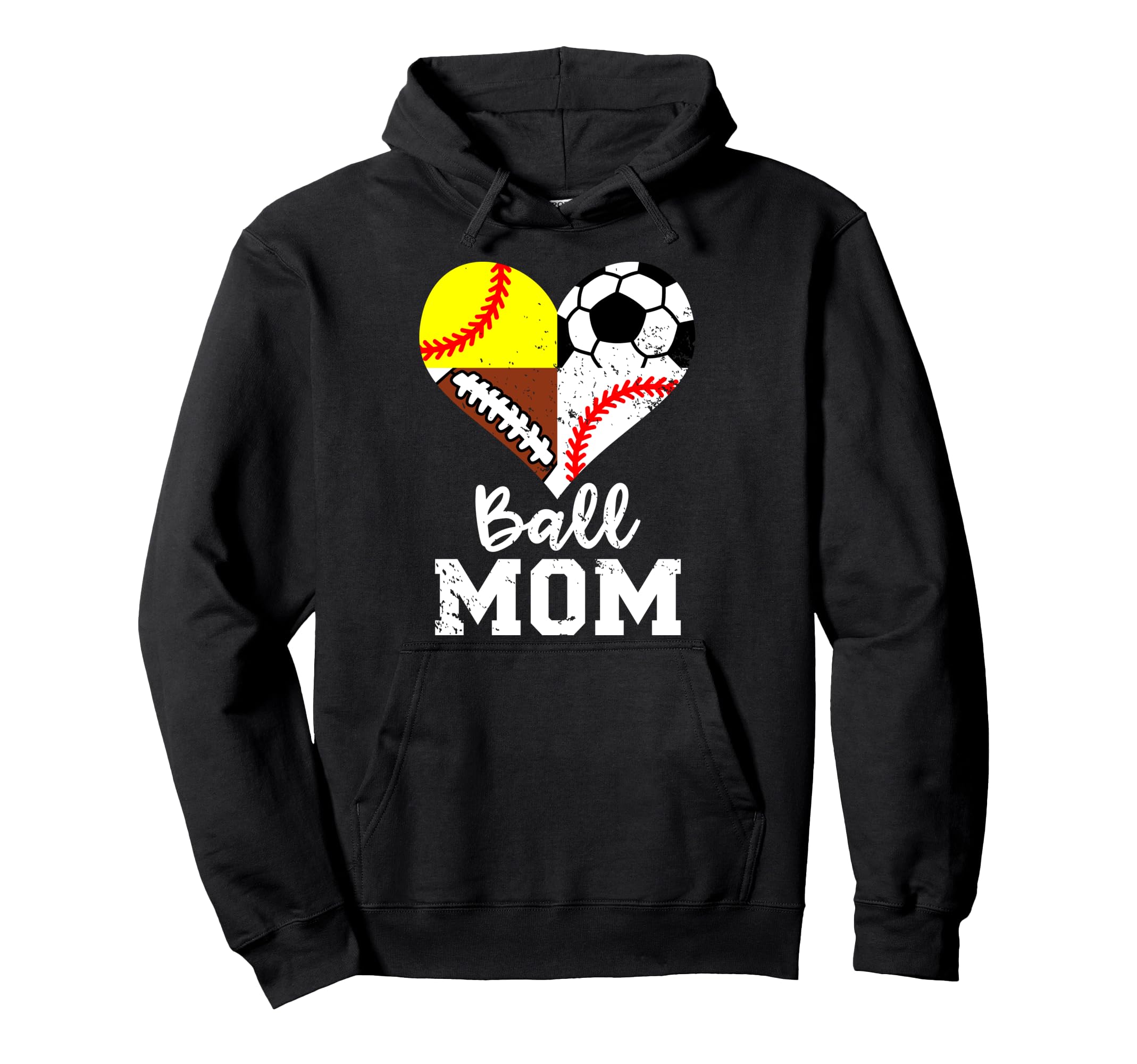 Ball Mom Funny Soccer Football Baseball Hoodie - Aesthetic Graphic Unisex - T-Shirt, Sweatshirt, Hoodie