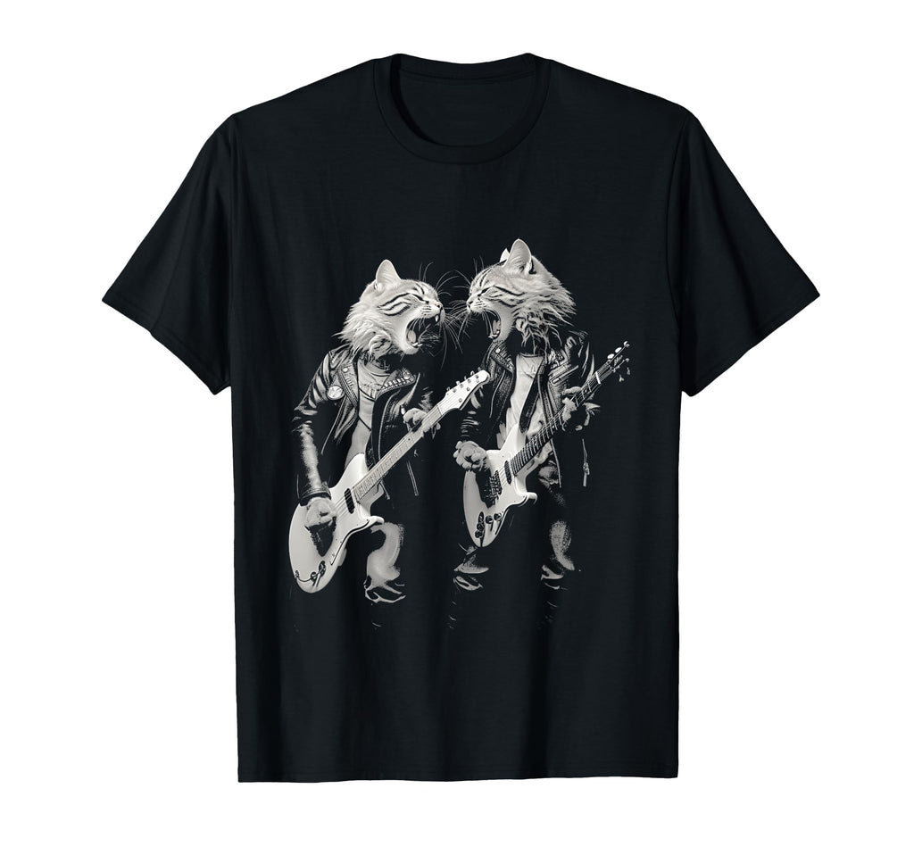 Rock Cat Playing Guitar Funny Guitar Cat T-Shirt - Unique Graphic Unisex - T-Shirt, Sweatshirt, Hoodie