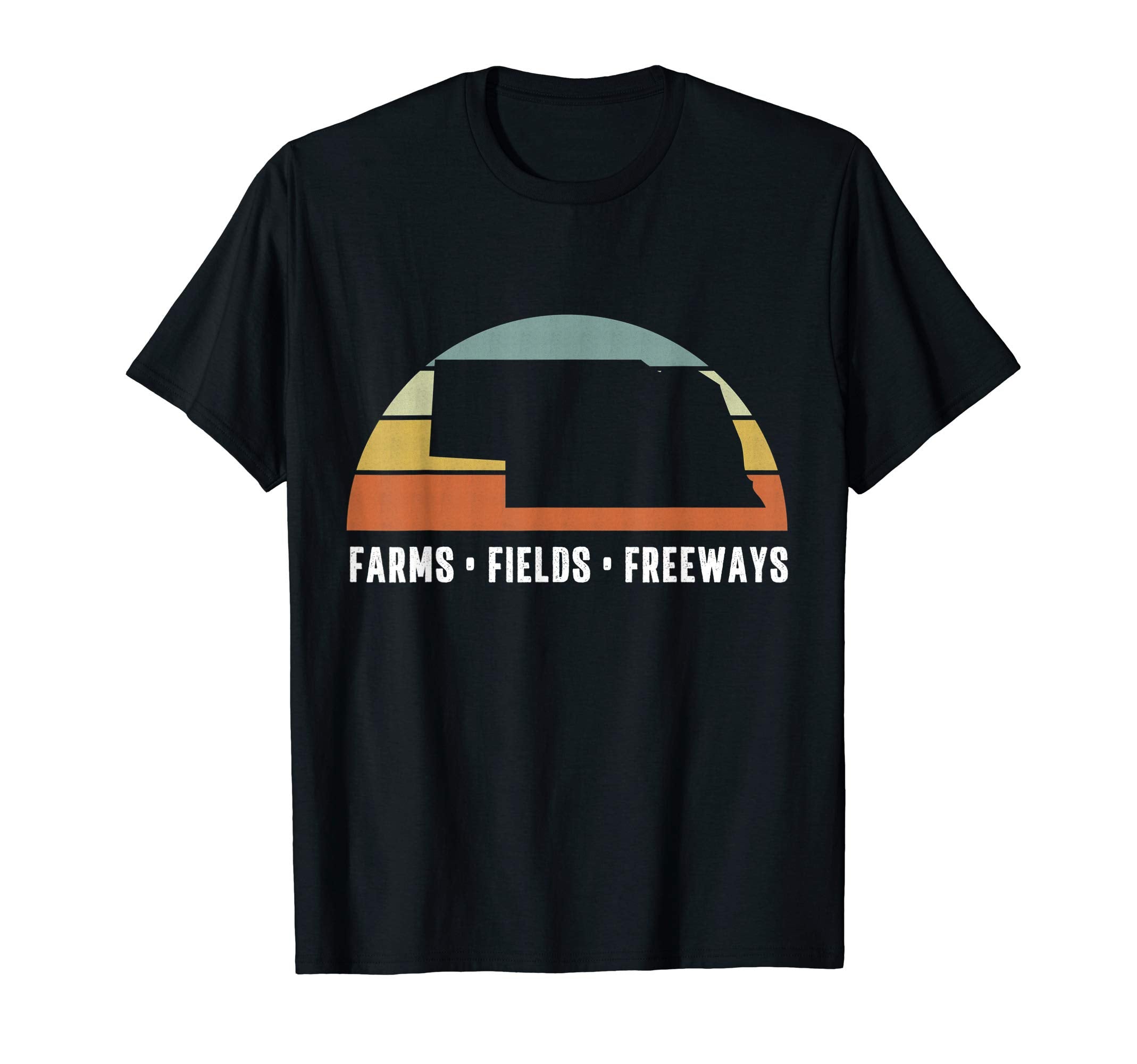 Funny Nebraska Farms Fields Freeways T-Shirt - Unique Graphic for Adults - T-Shirt, Sweatshirt, Hoodie