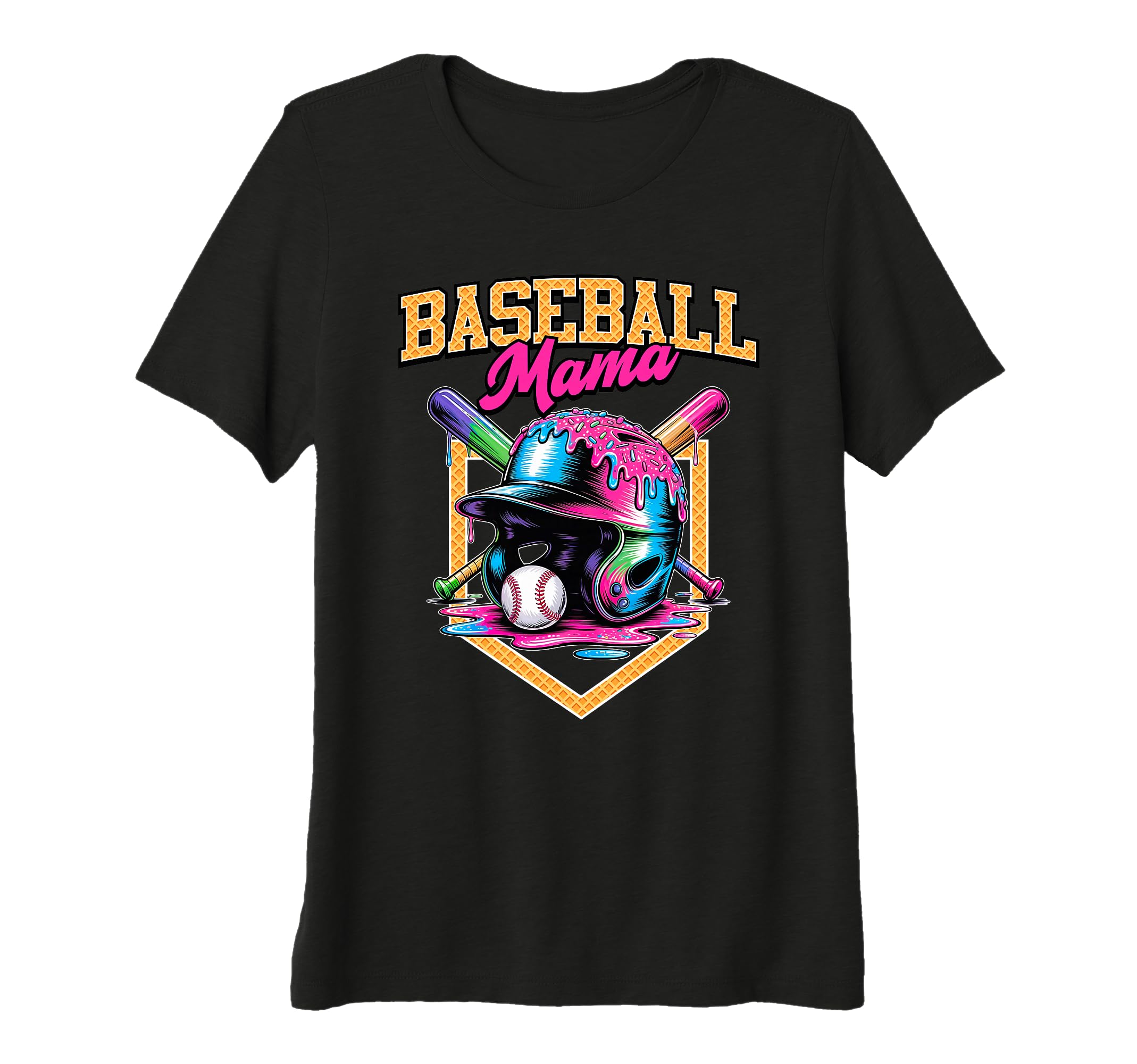 Womens Baseball Mama Tie Dye T-Shirt - Aesthetic Graphic for Adults - T-Shirt, Sweatshirt, Hoodie