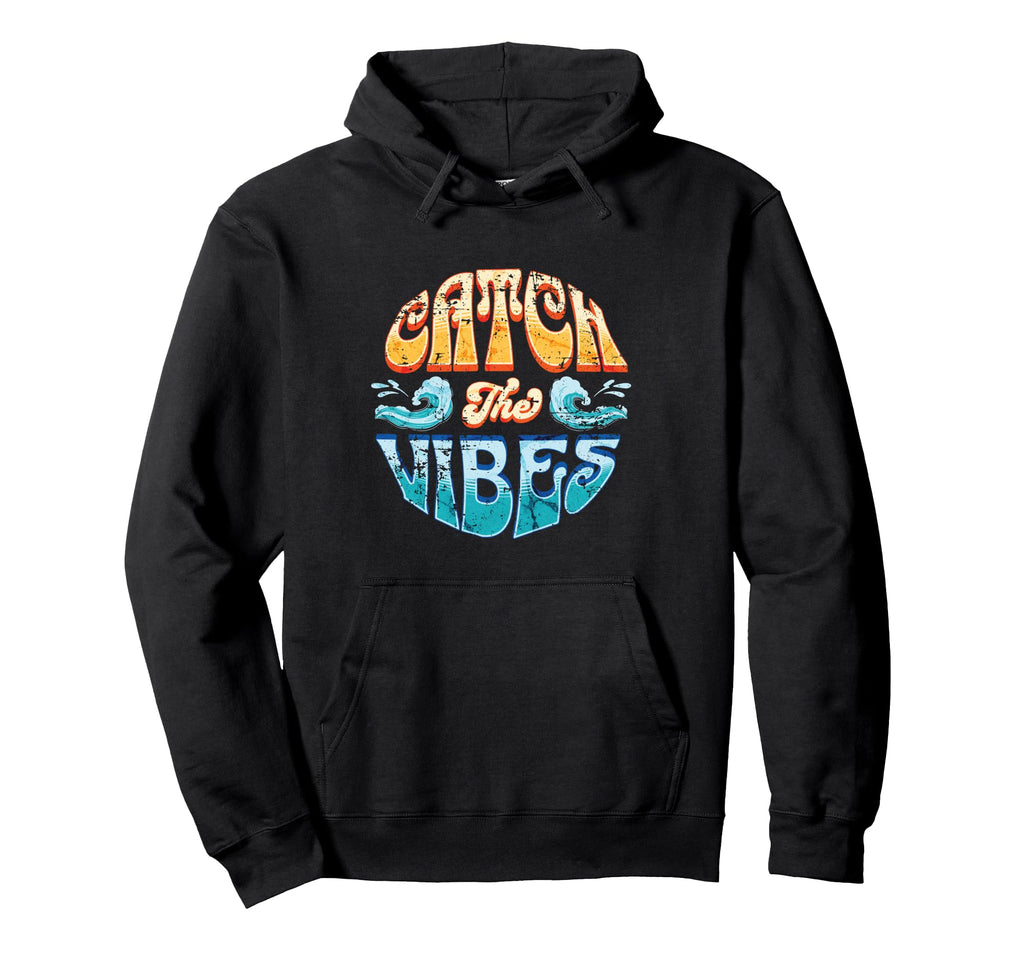 Catch Vibes Distressed Surf Hoodie - Aesthetic Graphic Unisex - T-Shirt, Sweatshirt, Hoodie