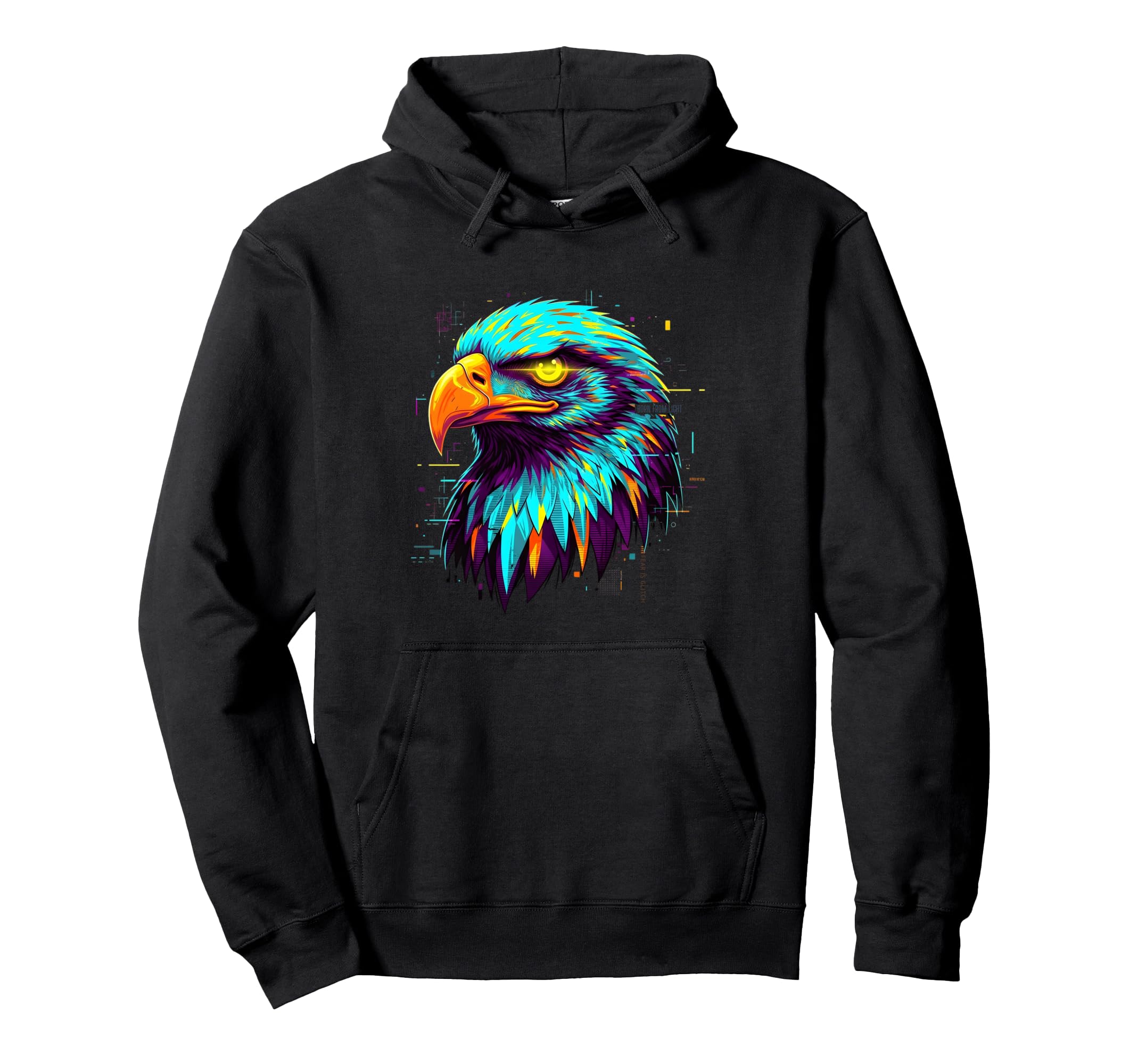 Cyberpunk Bald Eagle 80S Synthwave Hoodie - Novelty Apparel for Adults - T-Shirt, Sweatshirt, Hoodie