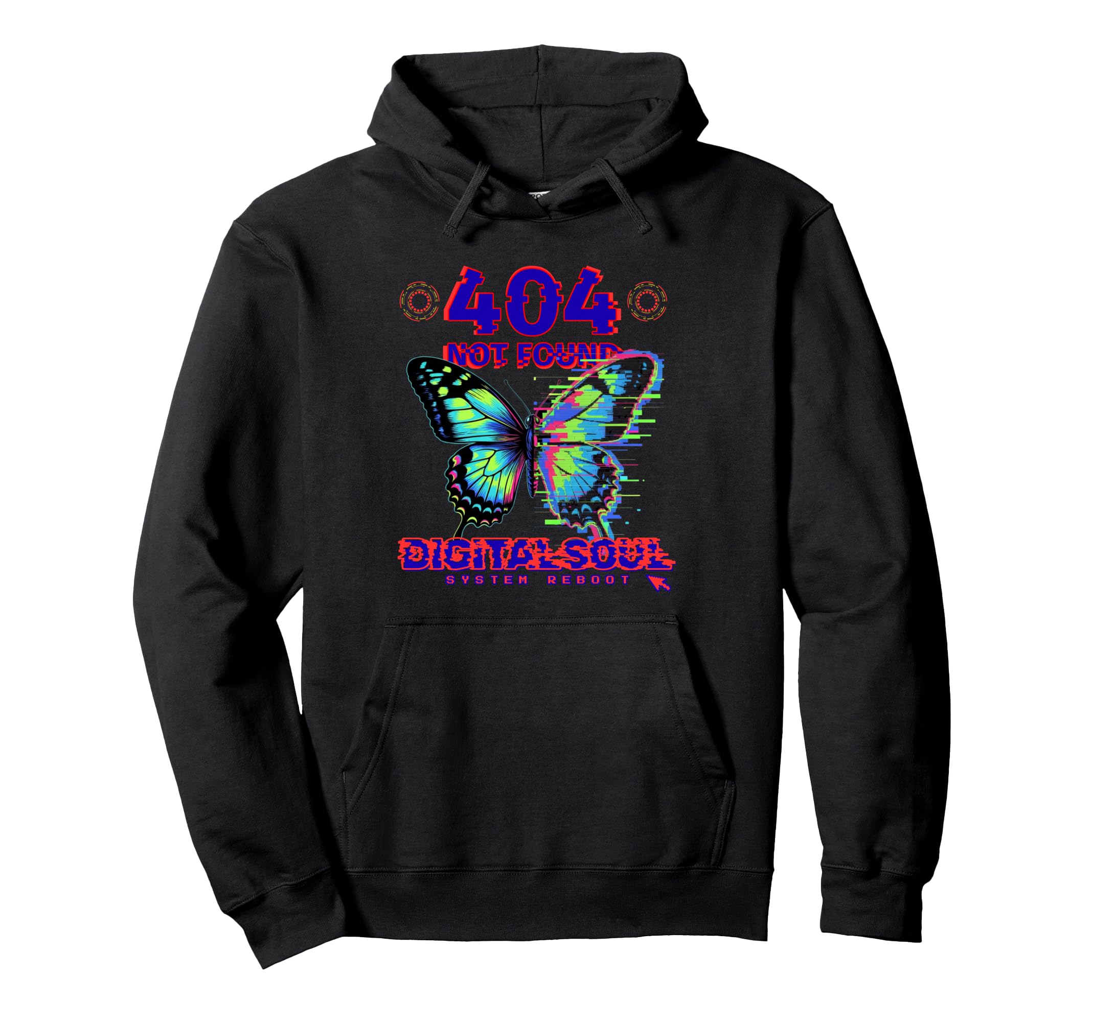 Glitch Butterfly Cyberpunk Y2K Hoodie - Streetwear Style for Adults - T-Shirt, Sweatshirt, Hoodie