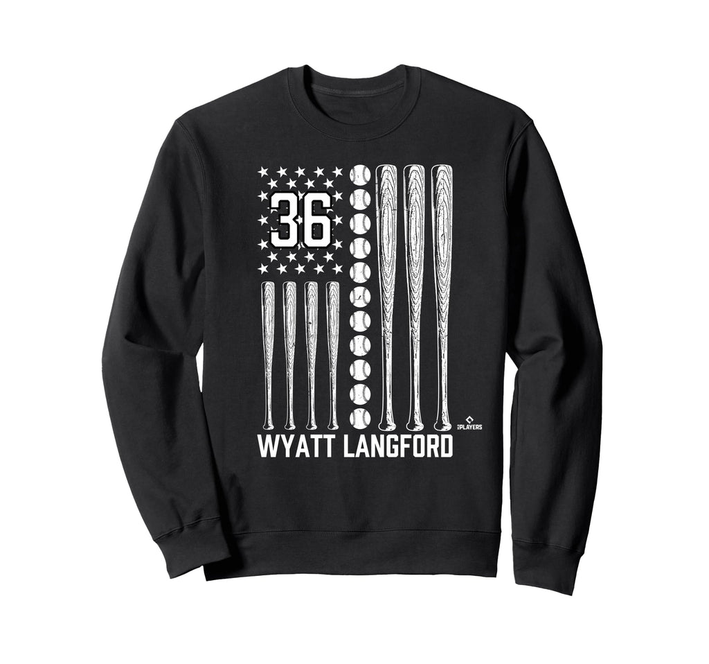 Baseball American Flag Wyatt Sweatshirt - Unique Graphic for Adults - T-Shirt, Sweatshirt, Hoodie