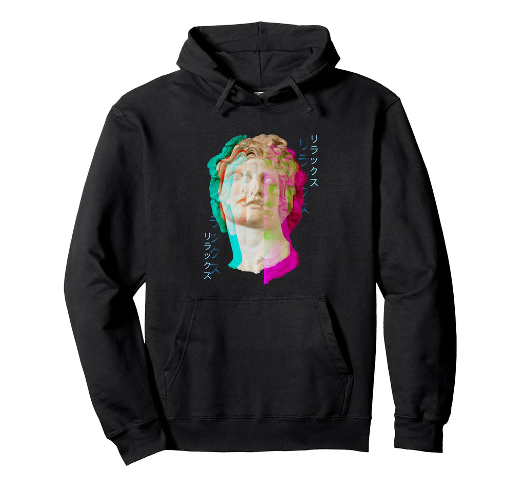 Glitch Greek Statue Retrowave Hoodie - Novelty Apparel for Adults - T-Shirt, Sweatshirt, Hoodie