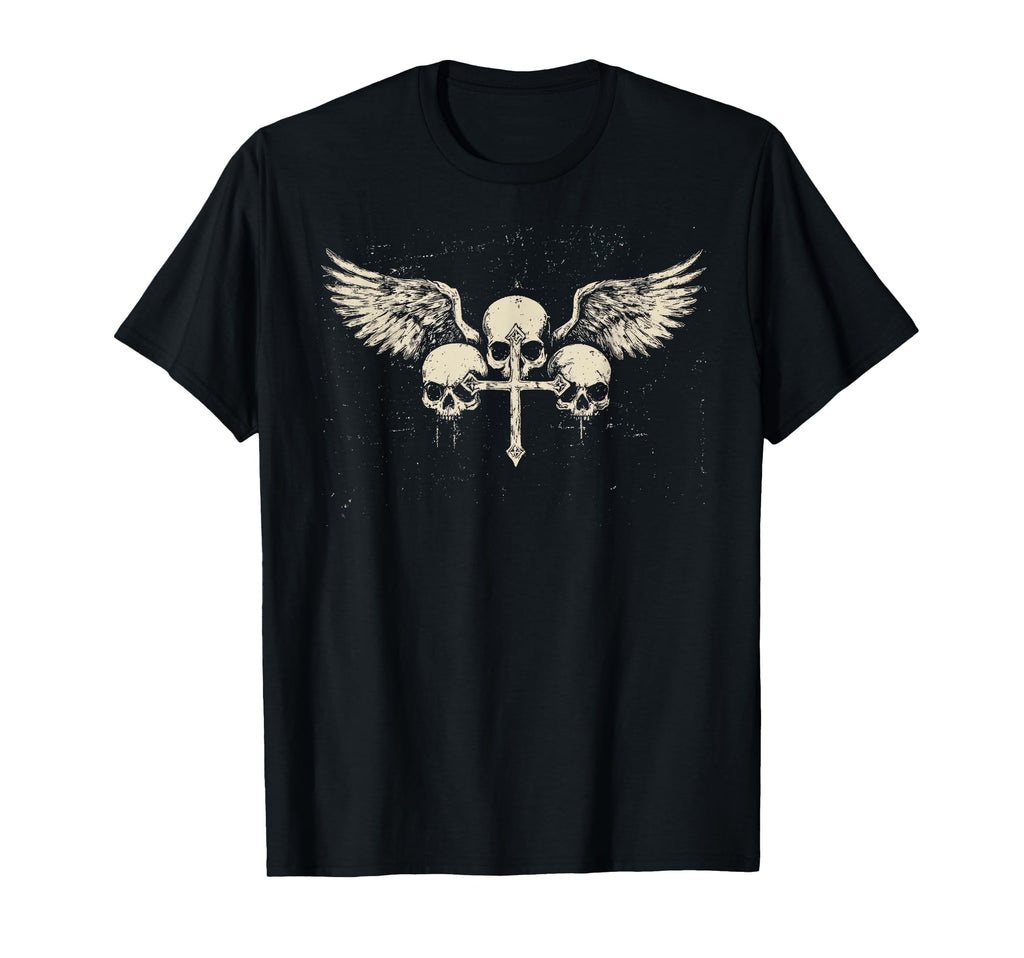 Y2K Grunge Skull Wings Gothic Emo Punk T-Shirt - Graphic Print Unisex - T-Shirt, Sweatshirt, Hoodie