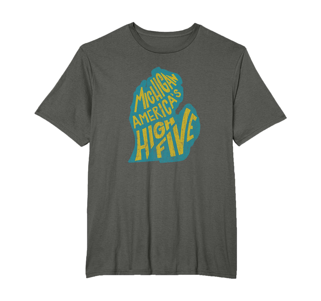 Michigan Americas High Five Distressed T-Shirt - Novelty Apparel Men Women - T-Shirt, Sweatshirt, Hoodie