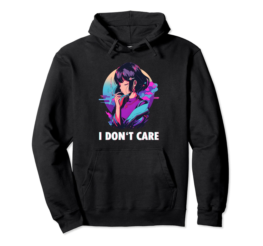 Aesthetic Vaporwave I Dont Care Anime Hoodie - Custom Art Print for Adults - T-Shirt, Sweatshirt, Hoodie