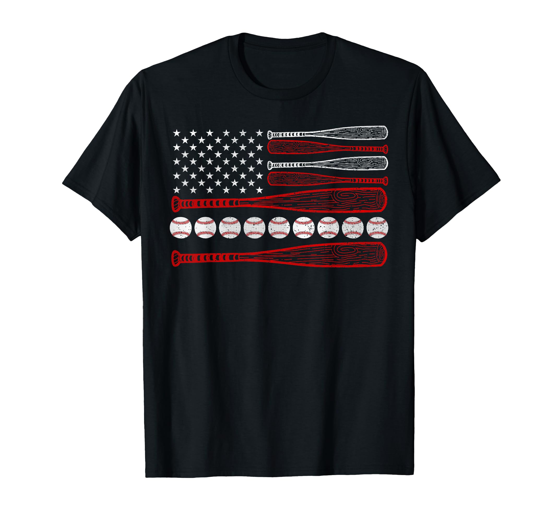 American Flag Baseball Red White T-Shirt - Streetwear Style for Adults - T-Shirt, Sweatshirt, Hoodie