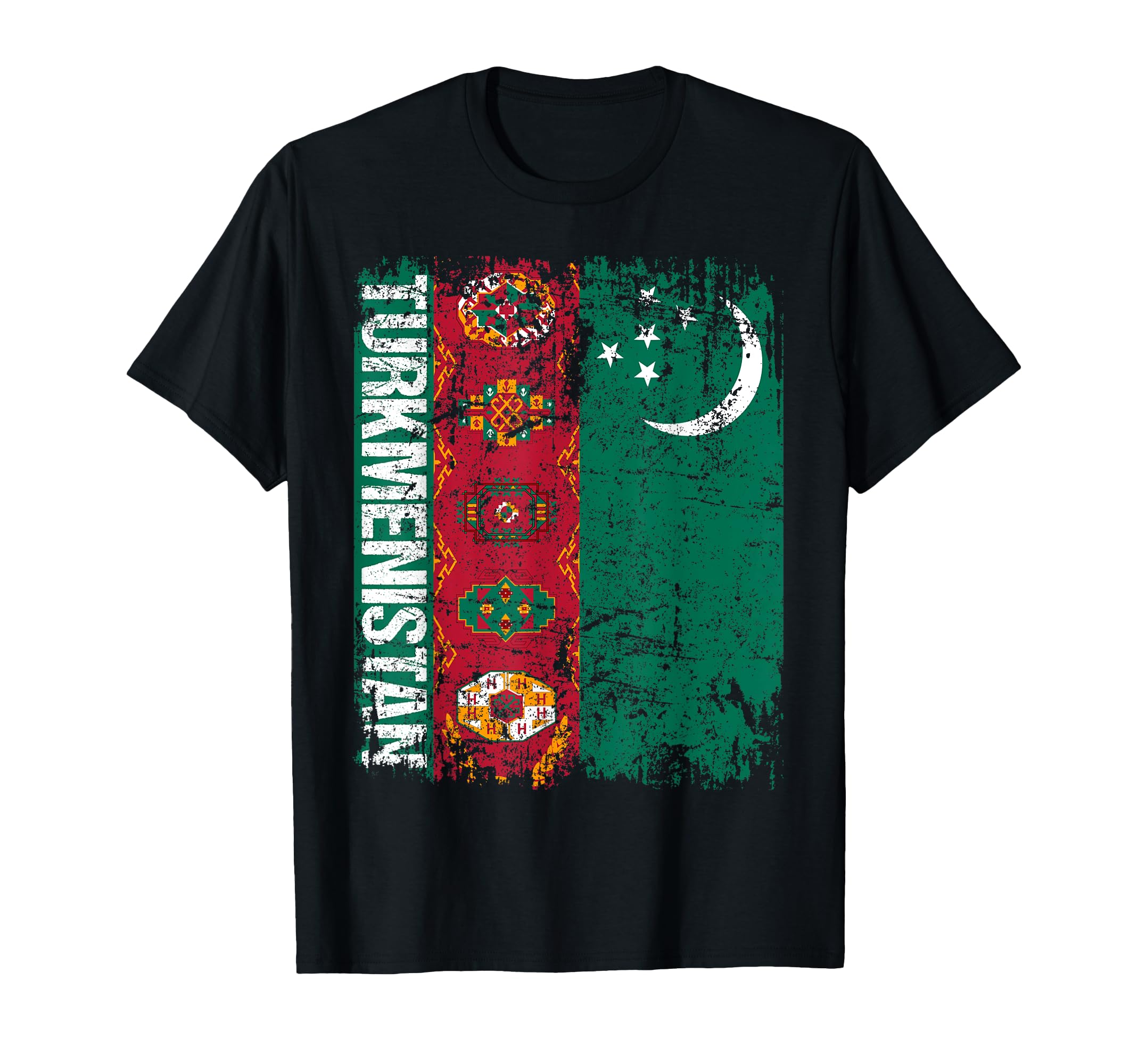 Turkmenistan Flag Distressed T-Shirt - Trendy Graphic for Adults - T-Shirt, Sweatshirt, Hoodie
