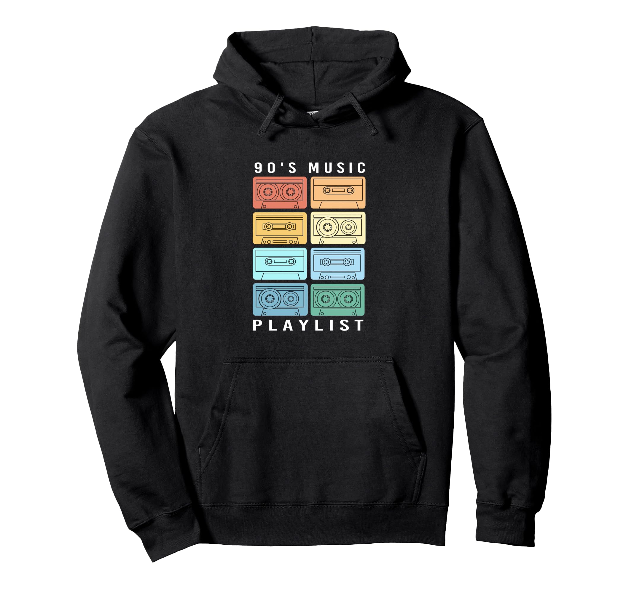 90S Music Playlist Mixtape Colorful Hoodie - Custom Art Print for Adults - T-Shirt, Sweatshirt, Hoodie