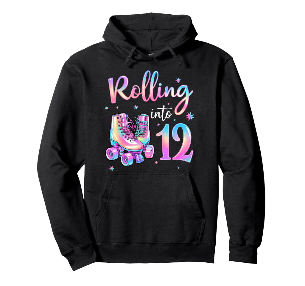 Fun 12 Years Old Birthday Rolling Into 12Th Hoodie - Graphic Print Unisex - T-Shirt, Sweatshirt, Hoodie