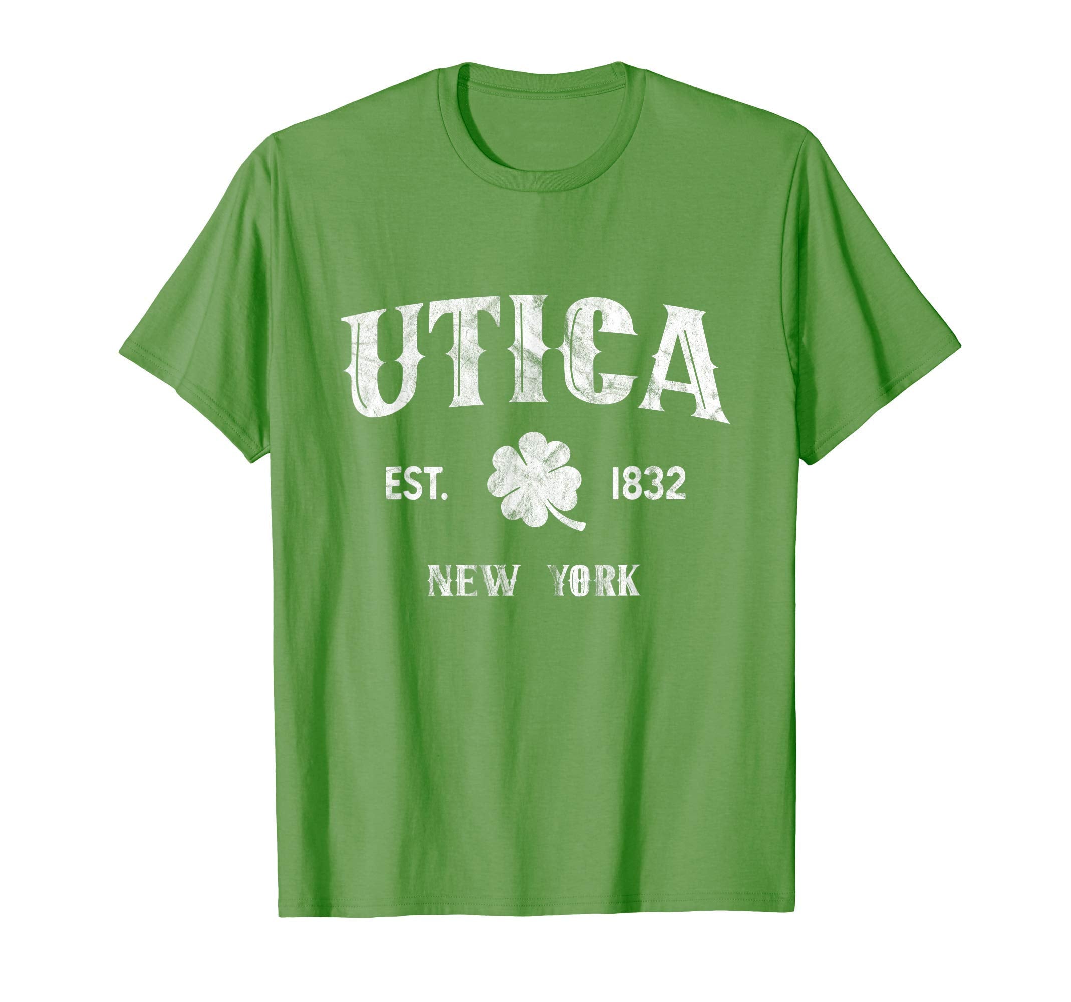 Utica New York Varsity Shamrock St Patricks T-Shirt - Graphic Print Unisex - T-Shirt, Sweatshirt, Hoodie