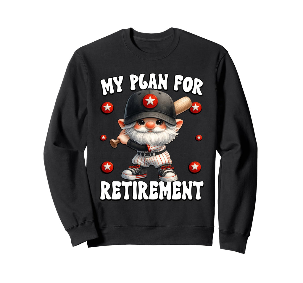 Retired Baseball Dad Coach Gnome Sweatshirt - Aesthetic Graphic for Adults - T-Shirt, Sweatshirt, Hoodie
