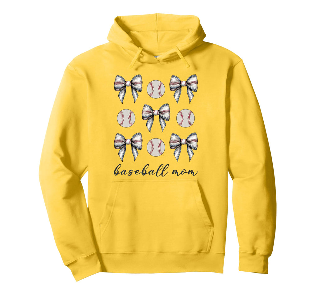 Coquette Bow Baseball Mom Baseball Hoodie - Unique Graphic for Adults - T-Shirt, Sweatshirt, Hoodie