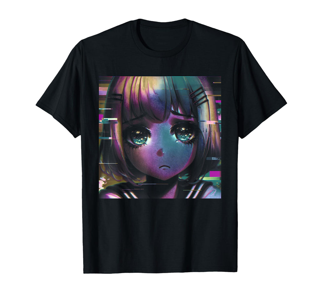 Sad Anime Waifu Japanese Aesthetic T-Shirt - Minimalist Print for Adults - T-Shirt, Sweatshirt, Hoodie