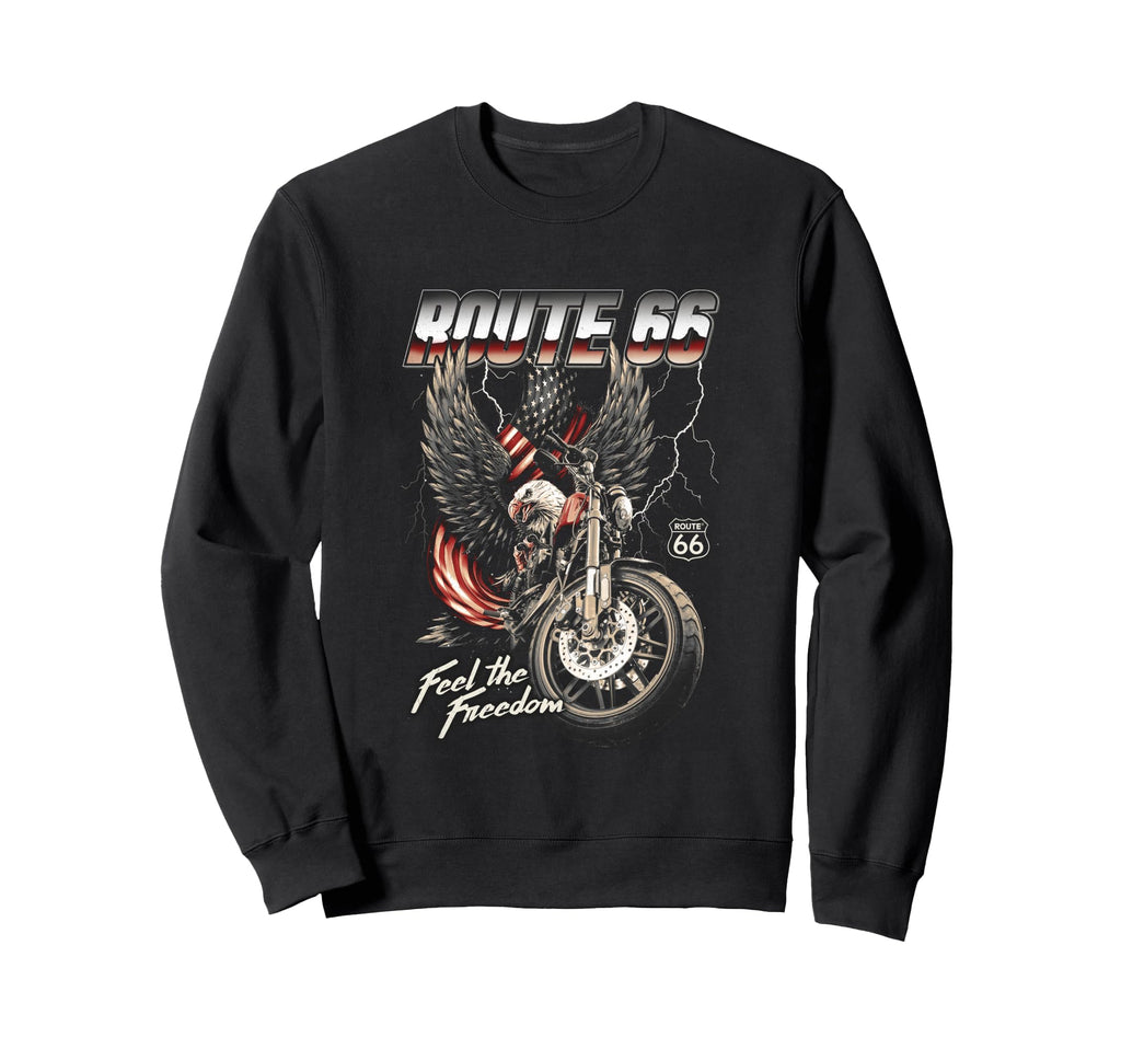 Route 66 Eagle Feel Freedom Sweatshirt - Graphic Print for Adults - T-Shirt, Sweatshirt, Hoodie