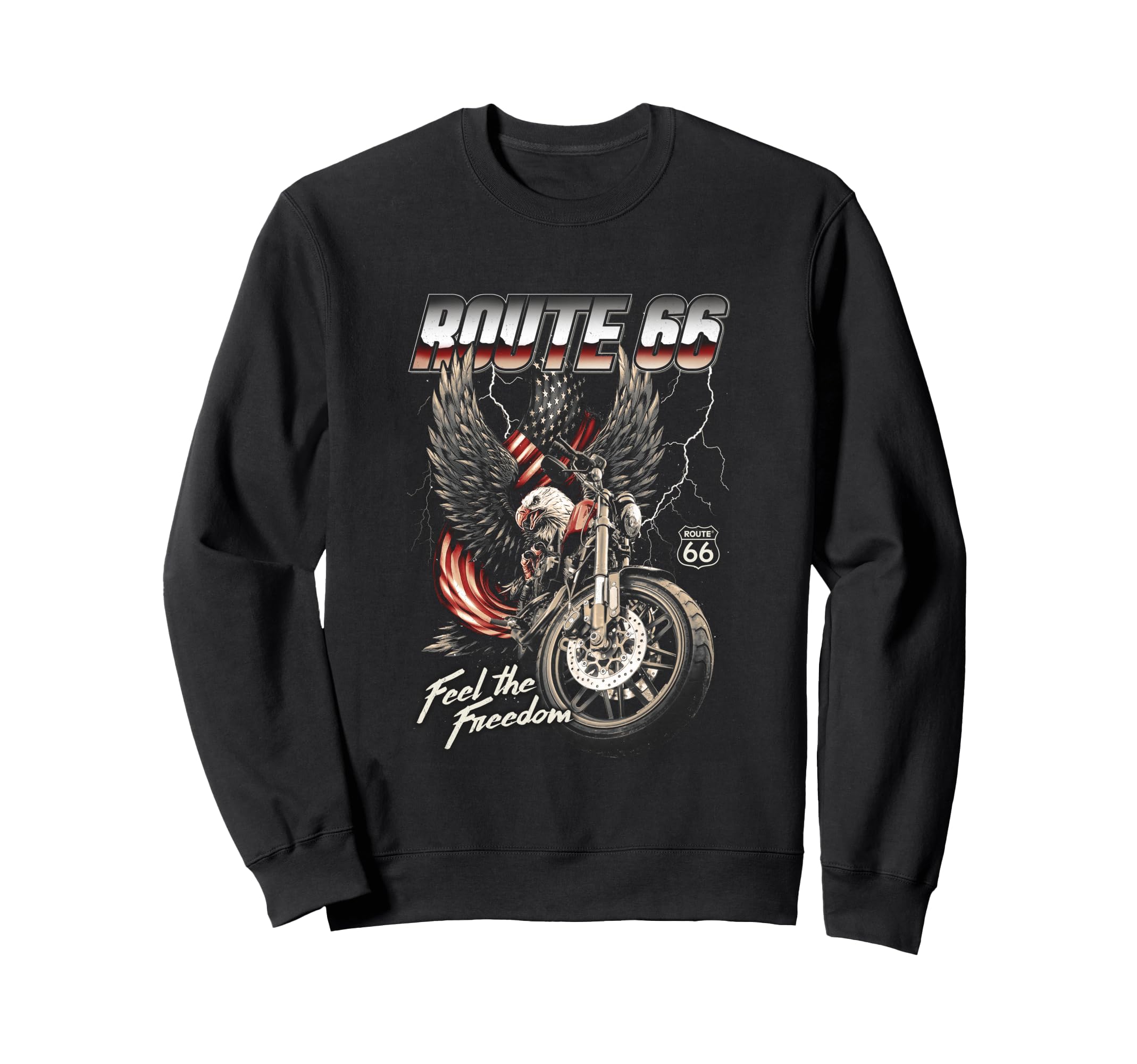 Route 66 Eagle Feel Freedom Sweatshirt - Graphic Print for Adults - T-Shirt, Sweatshirt, Hoodie