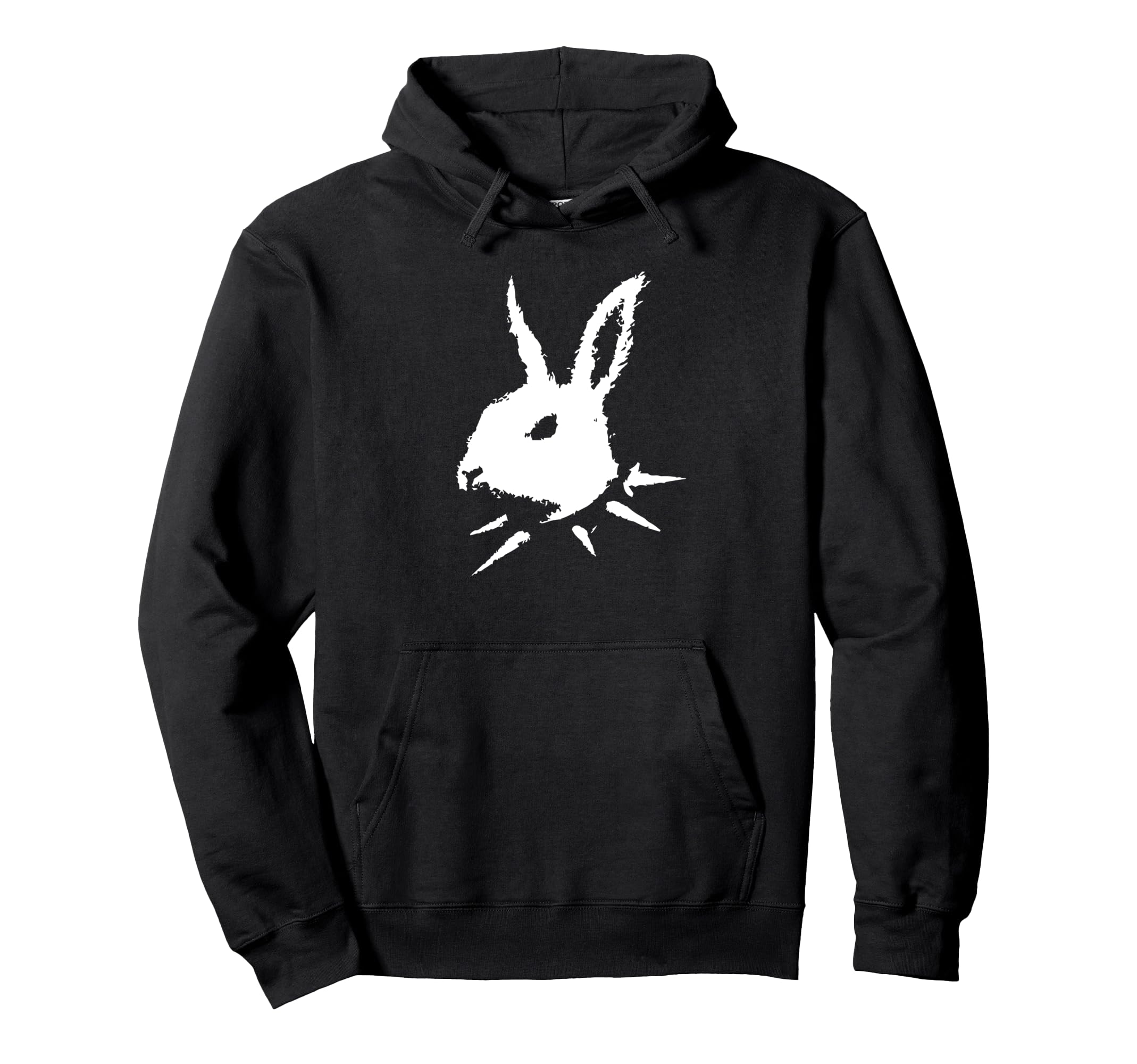 Bunny Skull Punk Y2K Creepy Cat Goth Black Hoodie - Unique Graphic Unisex - T-Shirt, Sweatshirt, Hoodie