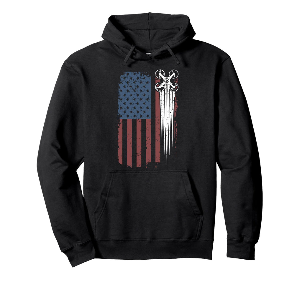 Drone Pilot Usa American Flag Camera Hoodie - Streetwear Style for Adults - T-Shirt, Sweatshirt, Hoodie