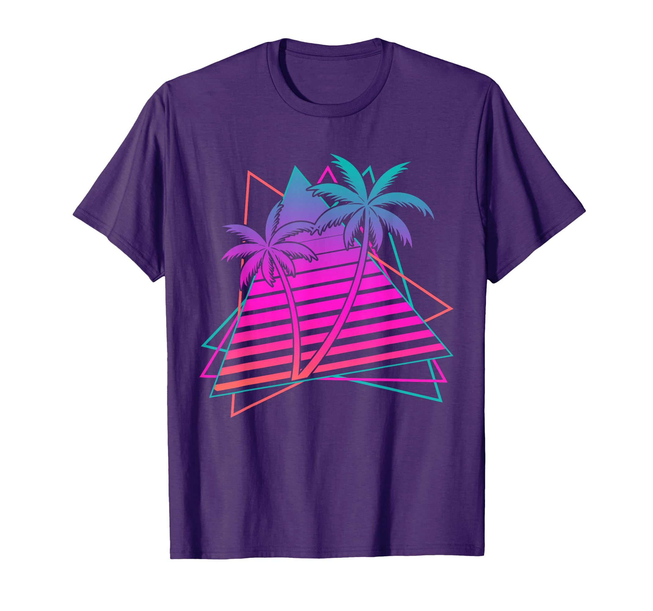 Palm Trees Synthwave Aesthetic 1980S T-Shirt - Casual Everyday Wear Unisex - T-Shirt, Sweatshirt, Hoodie