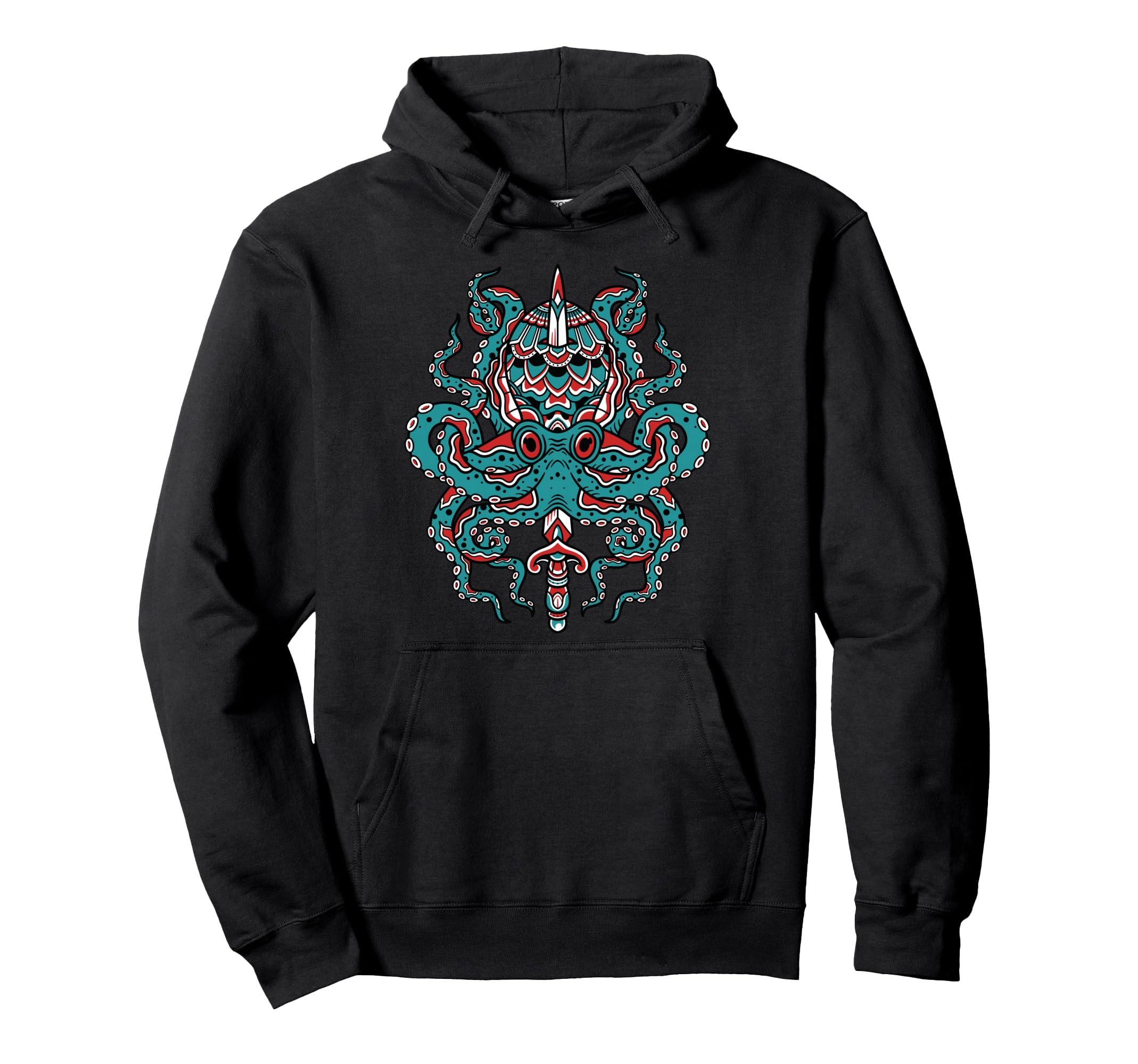 Octopus Traditional Tattoo Flash Hoodie - Trendy Graphic for Adults - T-Shirt, Sweatshirt, Hoodie