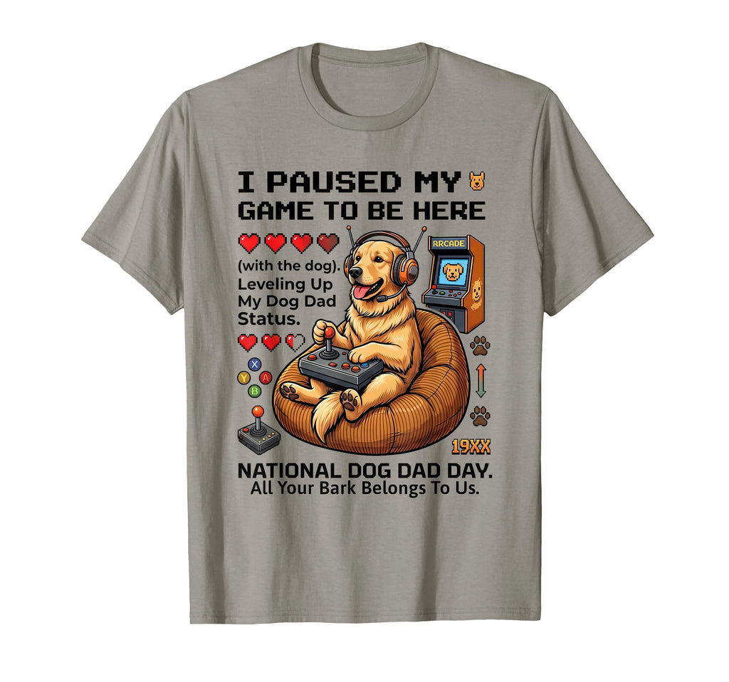 Funny Gamer Dog Dad Arcade Fathers Day T-Shirt - Unique Graphic Men Women - T-Shirt, Sweatshirt, Hoodie