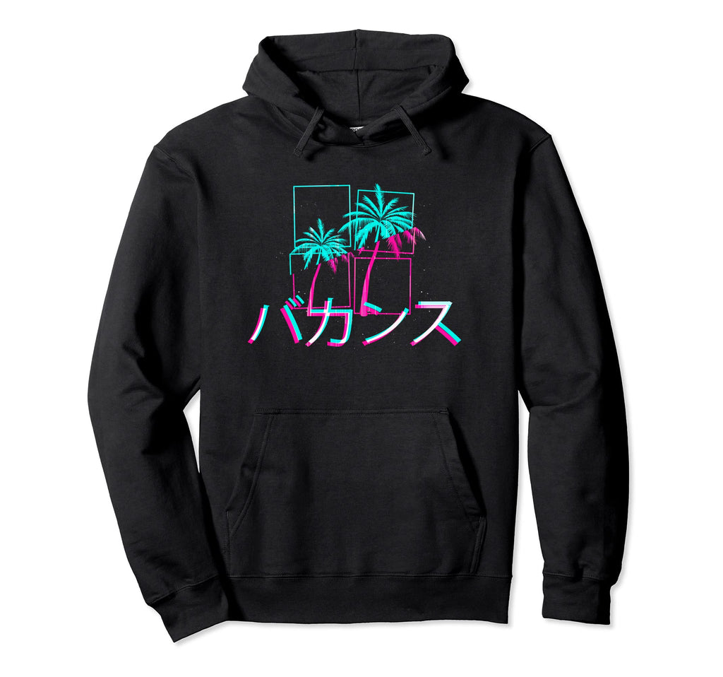 90S Palm Tree Glitch Japanese Hoodie - Casual Everyday Wear Men Women - T-Shirt, Sweatshirt, Hoodie