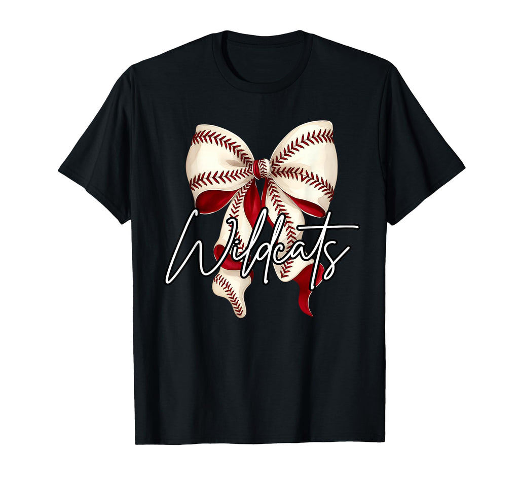 Wildcats Baseball Bow Game Day T-Shirt - Casual Everyday Wear for Adults - T-Shirt, Sweatshirt, Hoodie