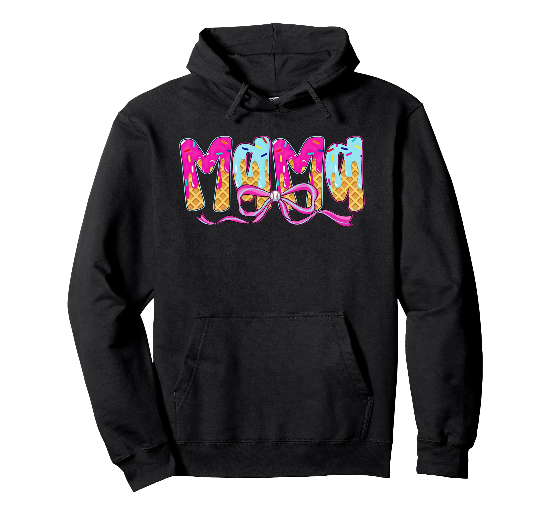 Baseball Mama Ice Cream Drip Coquette Hoodie - Custom Art Print Men Women - T-Shirt, Sweatshirt, Hoodie
