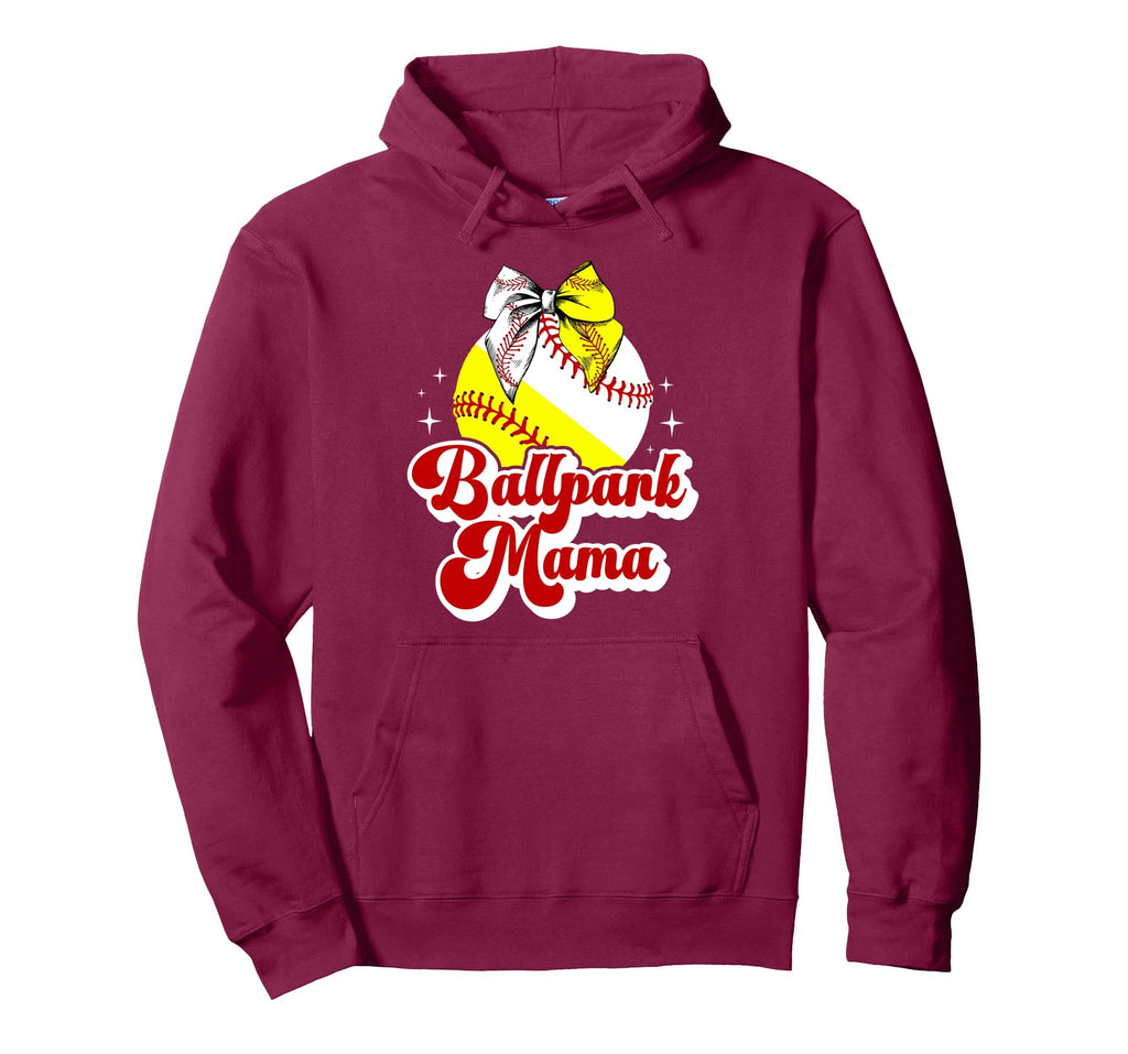 Ballpark Mama Baseball Softball Mom Hoodie - Novelty Apparel for Adults - T-Shirt, Sweatshirt, Hoodie