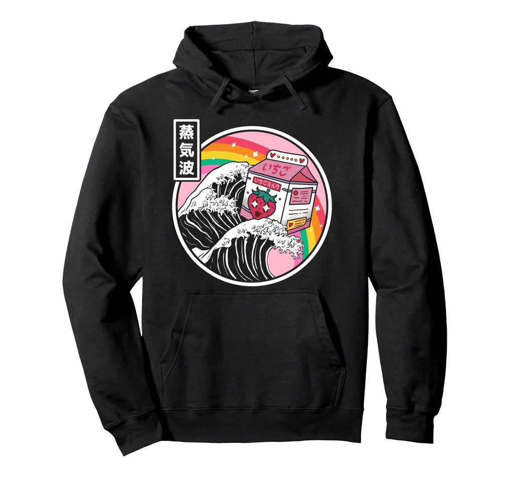 Strawberry Milk Karton Great Wave Kawaii Hoodie - Graphic Print Unisex - T-Shirt, Sweatshirt, Hoodie