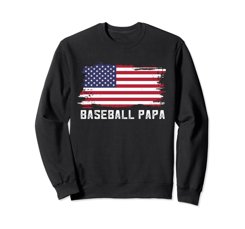 Baseball Papa American Flag Grandpa Sweatshirt - Trendy Graphic for Adults - T-Shirt, Sweatshirt, Hoodie